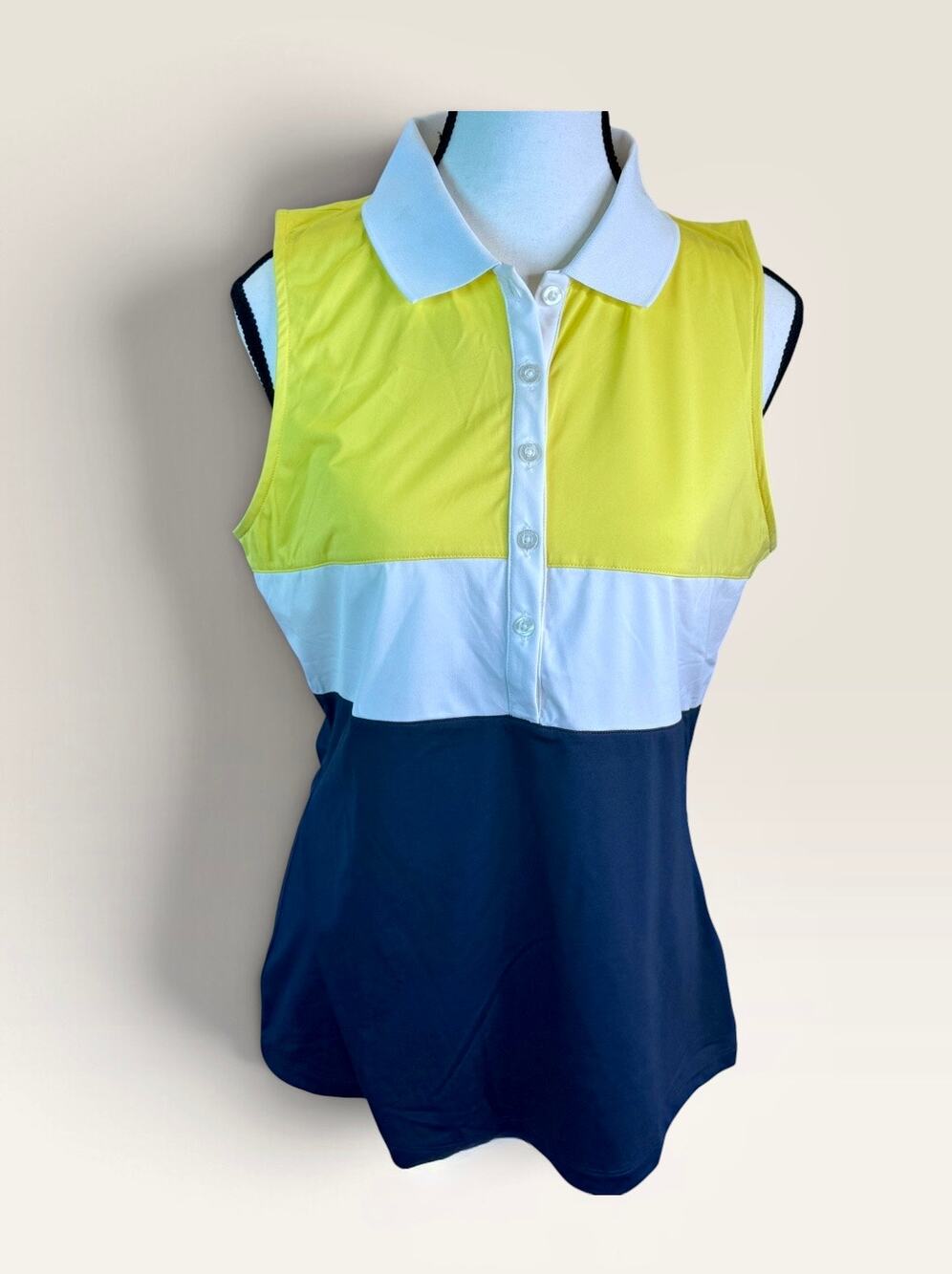 Fila Women's Colorblock Tennis Sleeveless Athletic Top Blue Yellow NWT Size M
